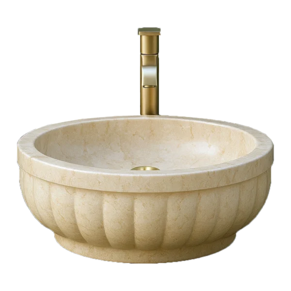 Carved Marble Sink – Classic Round Stone Basin
