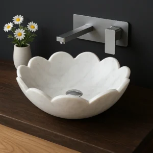 Flower-Shaped Countertop Marble Sink - Image 3