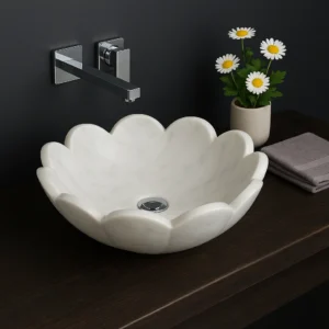 Flower-Shaped Countertop Marble Sink - Image 4