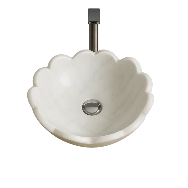 Flower-Shaped Countertop Marble Sink – Unique Design