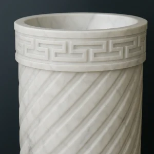 Hand-Carved Patterned Marble Sink - Image 4