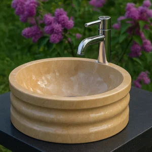 Marble Sink – Layered Round Stone - Image 3