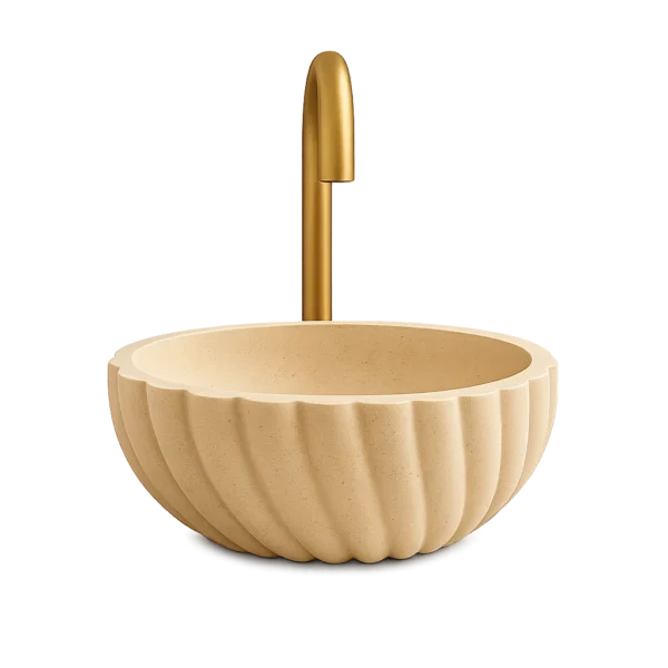 Handmade-Marble-Sink-–-Round-Spiral-Fluted-Stone