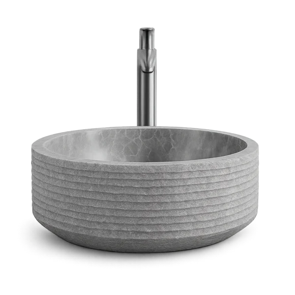 Handmade Marble Sink – Textured Round Design Handmade Marble Sink – Textured Round Design
