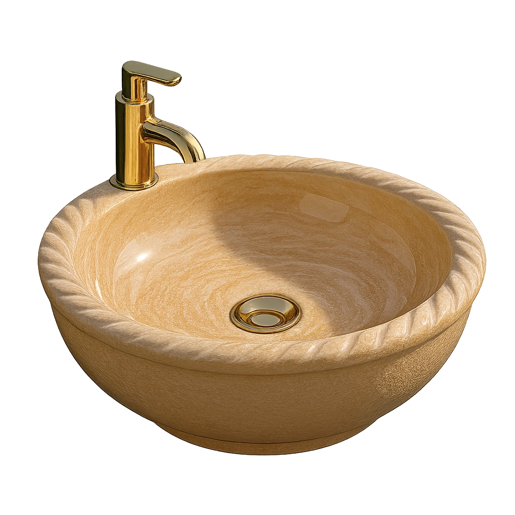 Marble Sink – Rope Edge Round Basin – MARENTO