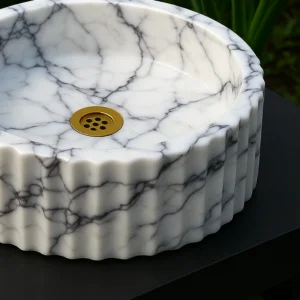 Marble Sink – Fluted Round - Image 4