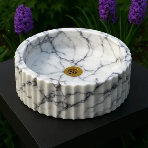 Marble Sink – Fluted Round - Image 5