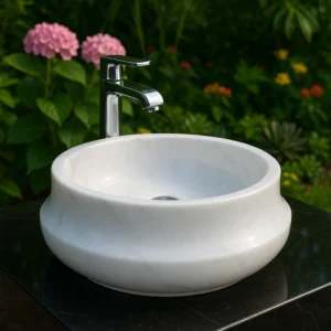Marble Sink – Modern Round Stone Basin - Image 5