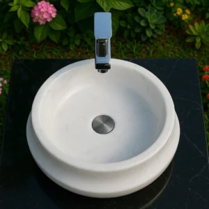 Marble Sink – Modern Round Stone Basin - Image 4