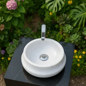 Marble Sink – Modern Round Stone Basin - Image 3