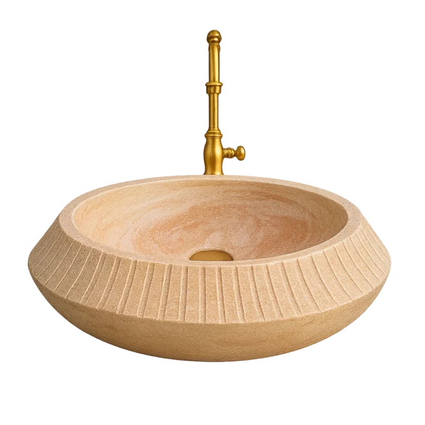 Marble Sink – Round Carved Stone Basin