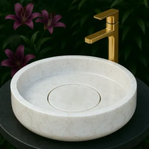 Modern Marble Sink – Minimalist Round Stone Basin - Image 4