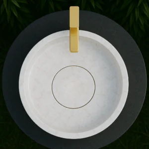 Modern Marble Sink – Minimalist Round Stone Basin - Image 5