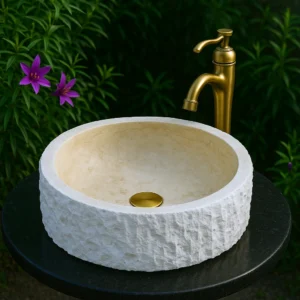 Natural Chiseled Marble Sink - Image 4