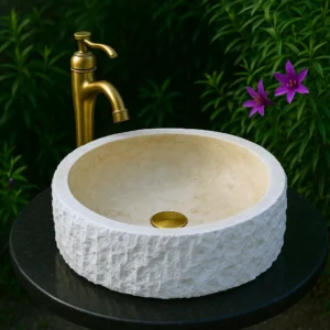 Natural Chiseled Marble Sink - Image 5