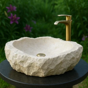 Natural Stone Marble Sink – Handcrafted Organic Design - Image 4