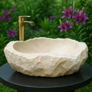 Natural Stone Marble Sink – Handcrafted Organic Design - Image 6