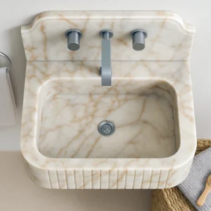 Backplate Fluted Wall-Mounted Marble Basin - Image 3