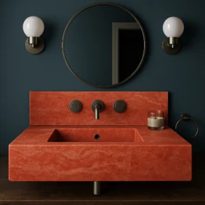 Wall-Mounted Marble Sink with Integrated Backsplash - Image 7