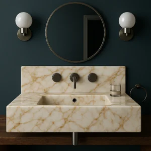 Wall-Mounted Marble Sink with Integrated Backsplash - Image 8