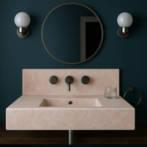 Wall-Mounted Marble Sink with Integrated Backsplash - Image 9