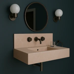 Wall-Mounted Marble Sink with Integrated Backsplash - Image 11