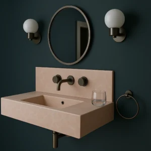 Wall-Mounted Marble Sink with Integrated Backsplash - Image 12