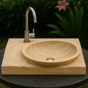 Handcrafted Sculptural Marble Sink with Contemporary Design - Image 5