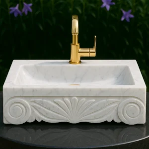 Classically Carved Handcrafted Marble Sink - Image 6