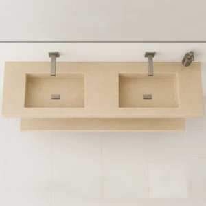 Double Basin Wall-Mounted Marble Sink - Image 7