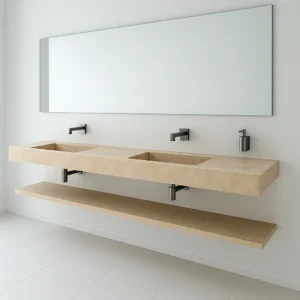 Double Basin Wall-Mounted Marble Sink - Image 3