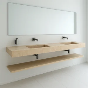 Double Basin Wall-Mounted Marble Sink - Image 5