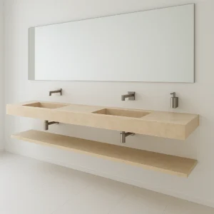 Double Basin Wall-Mounted Marble Sink - Image 6
