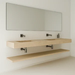 Double Basin Wall-Mounted Marble Sink - Image 4
