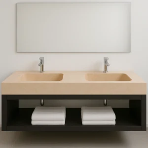 Double Marble Sink – Modern Bathroom Vanity with Twin Basins - Image 5
