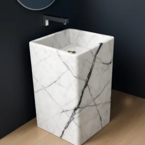 Freestanding Marble Pedestal Sink – Modern Luxury Bathroom Basin - Image 5