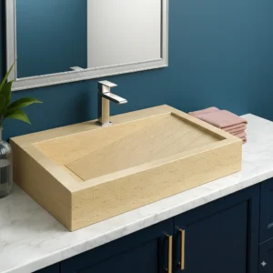 Modern Geometric Marble Sink with Architectural Design - Image 3