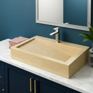 Modern Geometric Marble Sink with Architectural Design - Image 4
