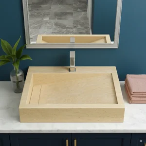 Modern Geometric Marble Sink with Architectural Design - Image 5
