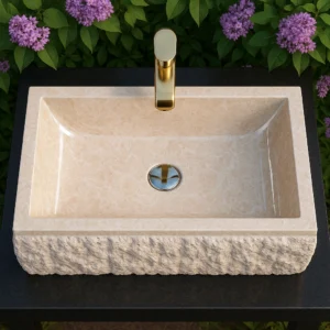 Modern Marble Sink with Natural Textured Surface - Image 5