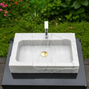 Handcrafted Modern Marble Sink with Natural Textured Surface - Image 5