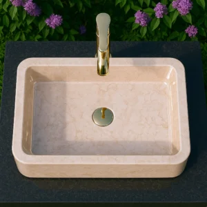 Handcrafted Modern Marble Sink with Rounded Corners - Image 5