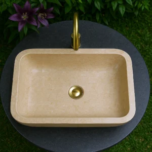 Handcrafted Natural Marble Sink with Organic Curved Design - Image 5
