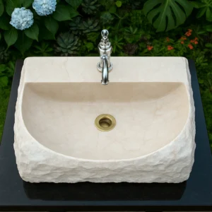 Handcrafted Organic Marble Sink with Natural Carved Texture - Image 5