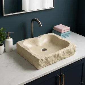 Handcrafted Organic Marble Sink with Natural Edge Design - Image 3