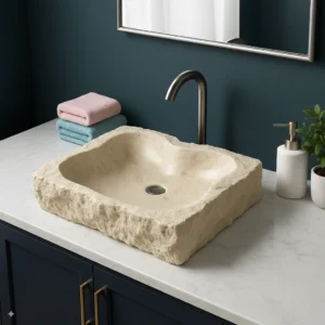 Handcrafted Organic Marble Sink with Natural Edge Design - Image 5