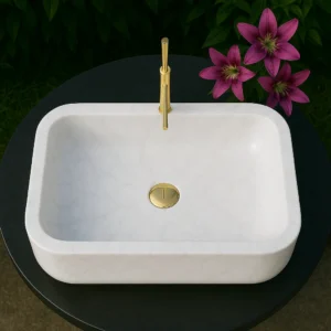Rounded-Edge Marble Sink – Minimalist and Timeless Design - Image 3