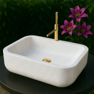 Rounded-Edge Marble Sink – Minimalist and Timeless Design - Image 4