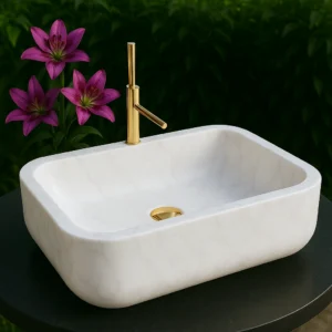 Rounded-Edge Marble Sink – Minimalist and Timeless Design - Image 5