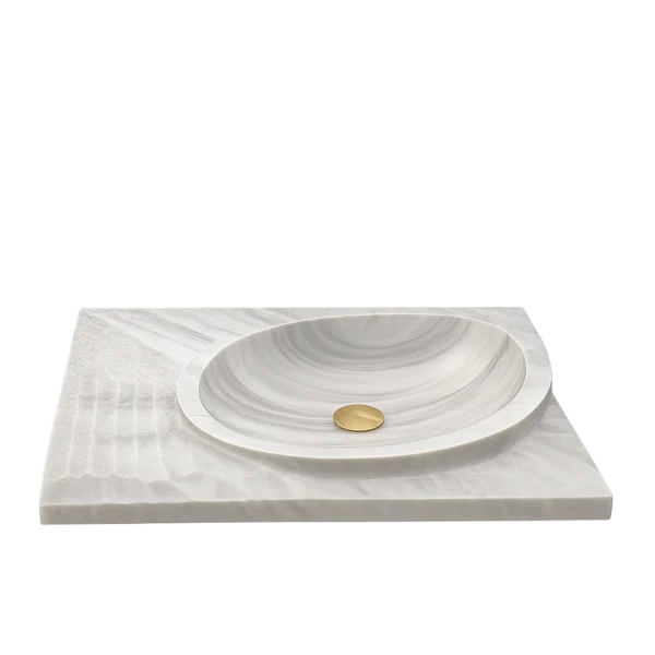 Handcrafted Sculptural Marble Sink with Contemporary Design